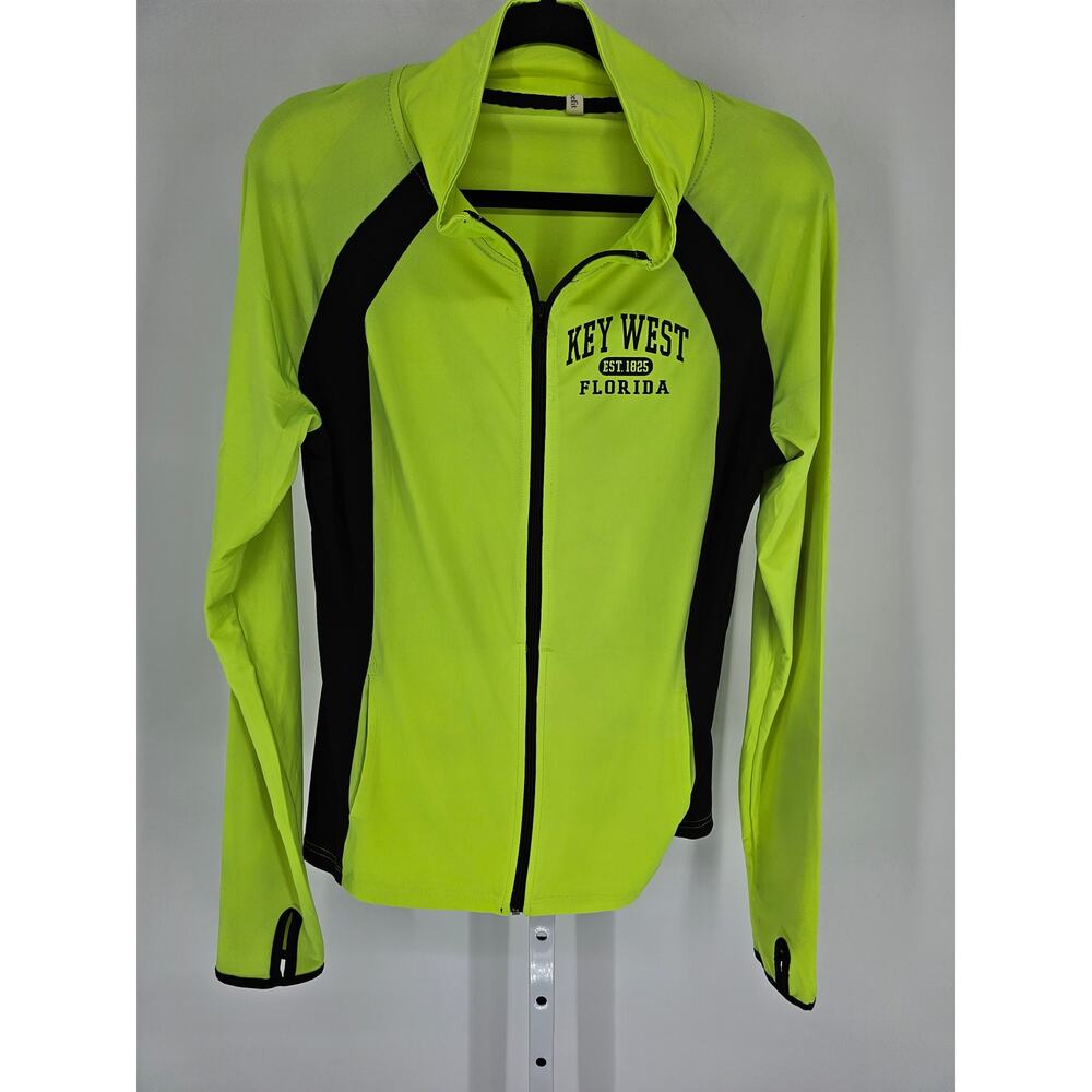 Docefit Womens Sz XL Zip Up Athletic Jacket Neon Green Key West Florida